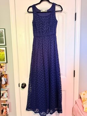 Liberty Love Navy Blue Lace Maxi Dress